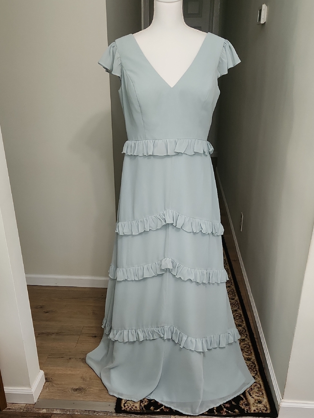 Revelry Amelia Dress Size 14 Sage Green Chiffon Long Formal Maxi Bridesmaid - Picture 4 of 17